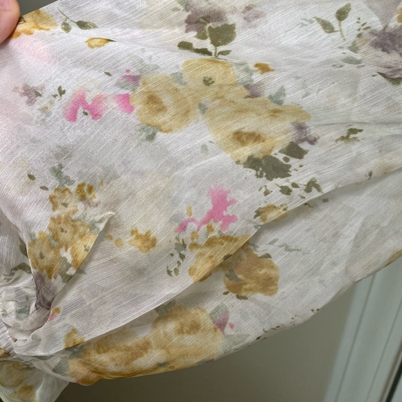 White/Yellow Floral Tie-Front Mini Dress Size 2X - Picture 4 of 4